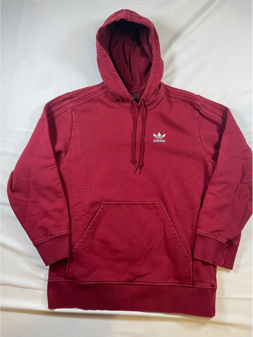Adidas Originals Trefoil Hoodie Mens Small Maroon Burgundy Pullover Sweatshirt